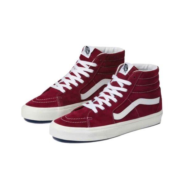 Vans Sk8-Hi Unisex Pig Suede Sneakers Women's Size 7 Maroon - New with Box - Picture 3 of 5